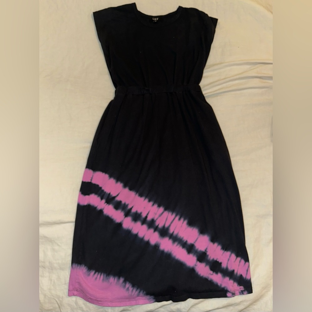 Tie Dye Cinched Waist Sleeveless Dress